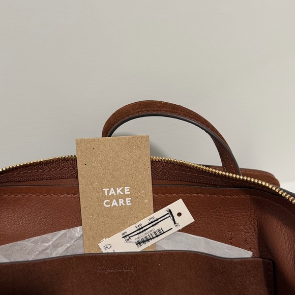 NEW Madewell Top-Zip Shoulder Bag in Soft Mahogany Suede NW382 $158 - Picture 11 of 12